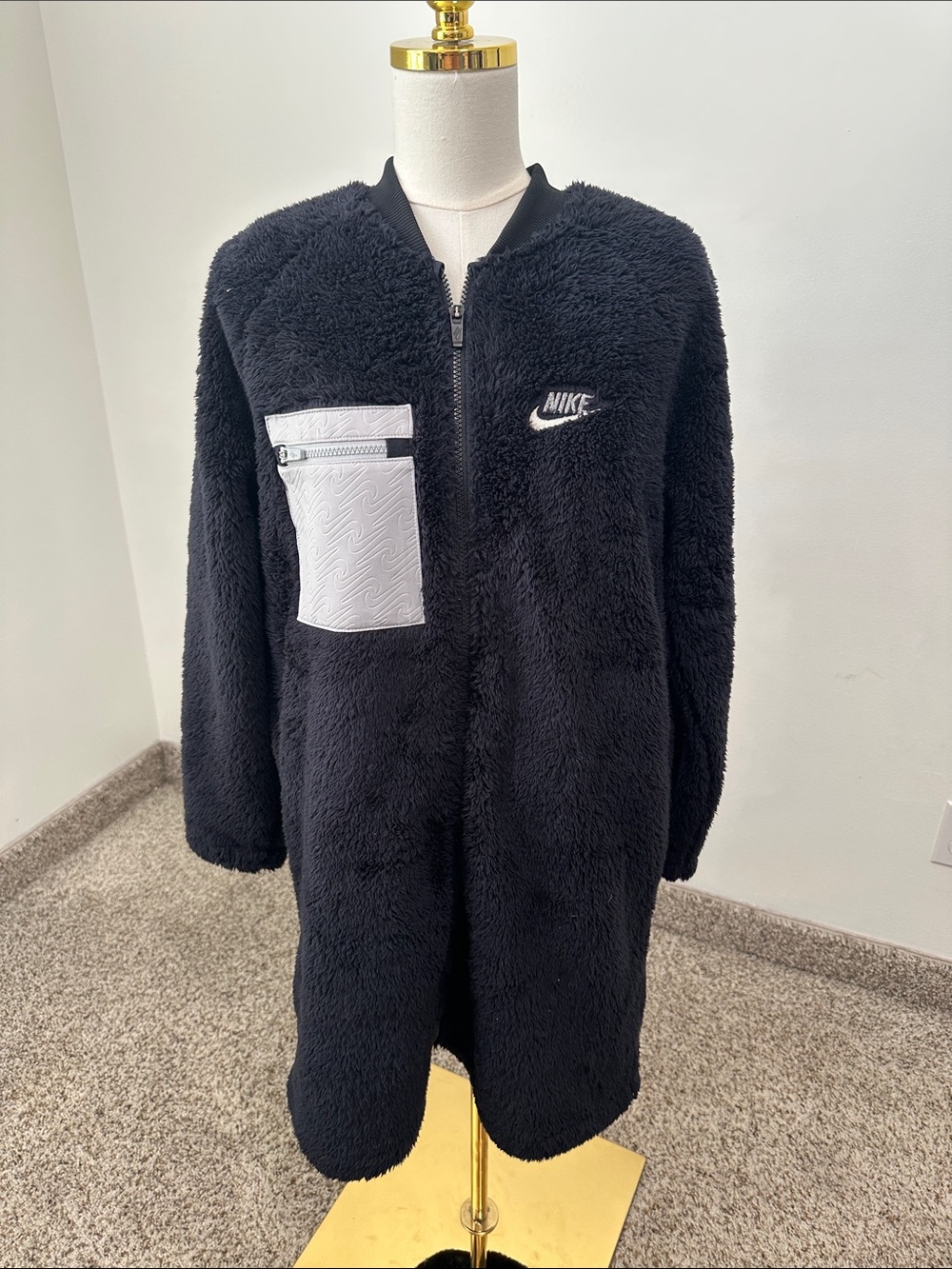 🕯️ Nike Fleece Faux Fur Long Jacket Girls Size 14/16